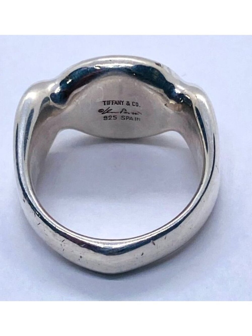 Tiffany & Co Silver Peretti Spain Signet Band Size 6.75 Retired - Picture 10 of 12
